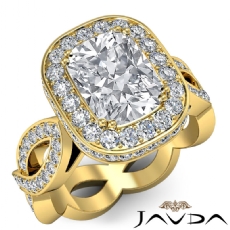Twisted Shank Circa Halo Pave diamond Ring 18k Gold Yellow