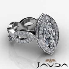 Twisted Shank Circa Halo Pave diamond Ring 14k Gold White