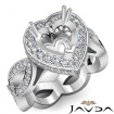 Diamond Engagement Heart Semi Mount Halo Pave Setting Ring 14k White Gold 1.3Ct - javda.com 