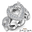 Diamond Engagement Heart Semi Mount Halo Pave Setting Ring 18k White Gold 1.3Ct - javda.com 