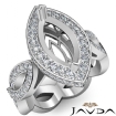 Diamond Engagement Ring Marquise Semi Mount Halo Pave Setting 14k White Gold 1.3Ct - javda.com 