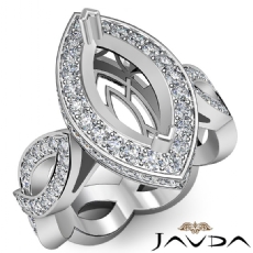 Diamond Engagement Ring Marquise Semi Mount Halo Pave Setting 14K W Gold 1.3Ct