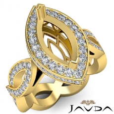 Diamond Engagement Ring Marquise Semi Mount Halo Pave Setting 14k Gold Yellow  (1.3Ct. tw.)