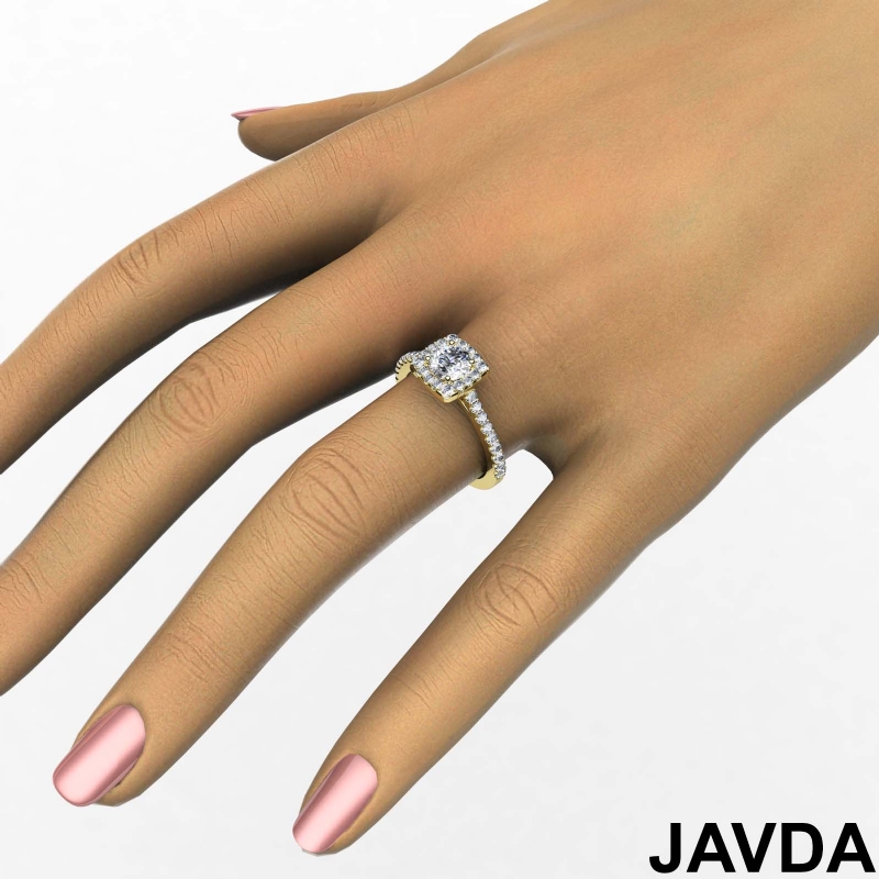 Cathedral Halo French U Pave diamond Ring 14k Gold Yellow