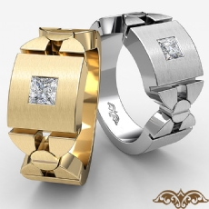 Handmade Screw Design Men's Diamond Half Wedding Band Platinum 950  (0.4Ct. tw.)