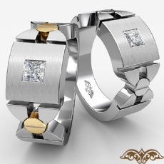 Handmade Screw Design Men's Diamond Half Wedding Band 14k 2 Tone Gold 0.40 Ct