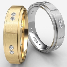 Bezel Diamond Matte Eternity Men's Wedding Band Step Edge 18k Gold Yellow  (0.15Ct. tw.)