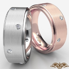 Flat Edge Men's Round Bezel Diamond Eternity Wedding Band 14k Rose Gold  (0.24Ct. tw.)