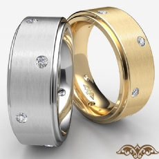 Flat Edge Men's Round Bezel Diamond Eternity Wedding Band 14k Gold Yellow  (0.24Ct. tw.)