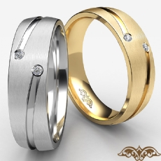 Matte Finish Bezel 2 Diamond Eternity Men's Wedding Band 14k White Gold 0.26 Ct