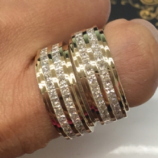 Channel Set Princess Diamond Men's Eternity Wedding Band 14k Gold Yellow  (4Ct. tw.)