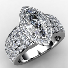 Celebrity Style 4 Row Halo diamond Ring 14k Gold White