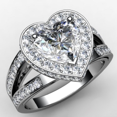 Halo Pave Set Split Shank diamond Ring 14k Gold White