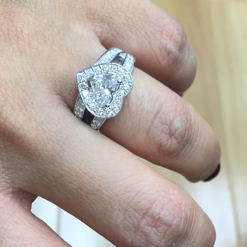 Halo Pave Set Split Shank diamond Ring 14k Gold White