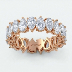 Pear Lab Grown Diamond Women's Shared Prong Wedding Band 18k Rose Gold  (3.8Ct. tw.)