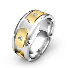 14k Two Tone Gold Men's Round Bezel Set Diamond Eternity Wedding Band 0.40 Ct