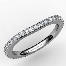 Round Diamond Half Wedding Band Women Eternity 2.2mm Ring 14k White Gold 0.85Ct