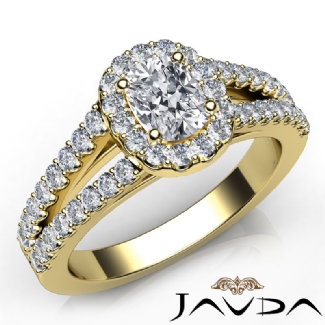Halo Prong Diamond Engagement Cushion Semi Mount Gorgeous Ring Gold Y18k 0.75Ct