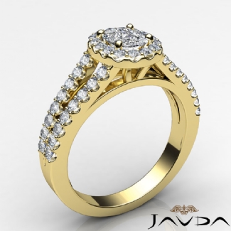 Halo Prong Diamond Engagement Cushion Semi Mount Gorgeous Ring Gold Y18k 0.75Ct