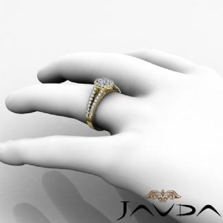 Halo Prong Diamond Engagement Cushion Semi Mount Gorgeous Ring Gold Y18k 0.75Ct