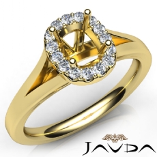 Cushion Diamond Engagement Semi Mount 14k Gold Yellow Halo Pave Setting Ring  (0.2Ct. tw.)