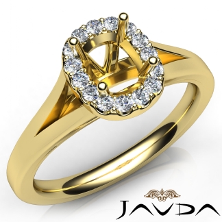 Cushion Diamond Engagement Semi Mount 14k Gold Yellow Halo Pave Setting Ring 0.2Ct