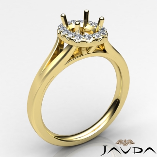 Cushion Diamond Engagement Semi Mount 14k Gold Yellow Halo Pave Setting Ring 0.2Ct
