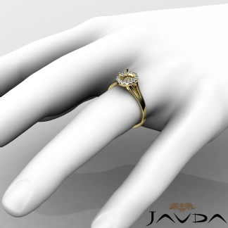 Cushion Diamond Engagement Semi Mount 14k Gold Yellow Halo Pave Setting Ring 0.2Ct
