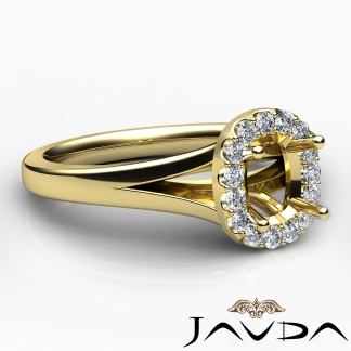 Cushion Diamond Engagement Semi Mount 14k Gold Yellow Halo Pave Setting Ring 0.2Ct