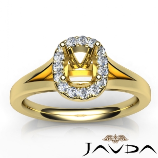 Cushion Diamond Engagement Semi Mount 14k Gold Yellow Halo Pave Setting Ring 0.2Ct