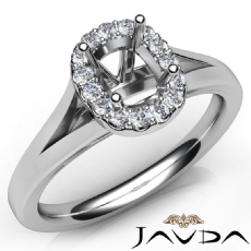 Cushion Diamond Engagement Semi Mount 14K W Gold Halo Pave Setting Ring 0.20Ct