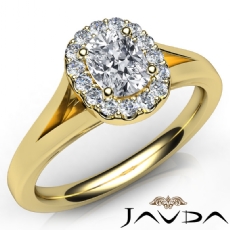 Classic Halo French U Pave Set diamond Ring 18k Gold Yellow