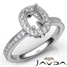 Halo Pave Setting Diamond Engagement 14K W Gold Cushion Semi Mount Ring 0.50Ct