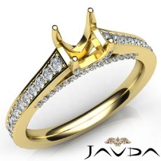 Diamond Engagement Cushion Cut Semi Mount Pave Setting Ring 18k Gold Yellow  (0.75Ct. tw.)