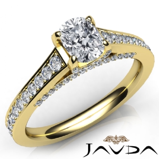 Diamond Engagement Cushion Cut Semi Mount Pave Setting Ring Gold Y18k 0.75Ct