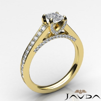 Diamond Engagement Cushion Cut Semi Mount Pave Setting Ring Gold Y18k 0.75Ct