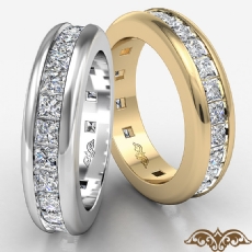 Channel Set Eternity Womens Band Princess Cut Diamond Ring 14k Gold Yellow  (2.5Ct. tw.)