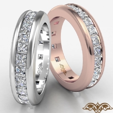 Channel Set Eternity Womens Band Princess Cut Diamond Ring 14k Rose Gold  (2.5Ct. tw.)