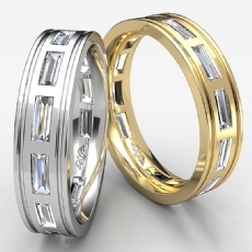 Bezel Set baguette Men's Diamond Eternity Wedding Band 14k Gold Yellow (2.2Ct. tw.)