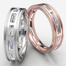 Bezel Set baguette Men's Diamond Eternity Wedding Band 14k Rose Gold (2.2Ct. tw.)