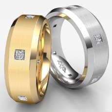 Matte Bevel Edge Men's Diamond Eternity Wedding Band 14k White Gold 0.50 Ct