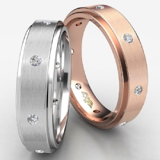 Bezel Diamond Matte Step Edge Men's Eternity Wedding Band 14k Rose Gold (0.16Ct. tw.)