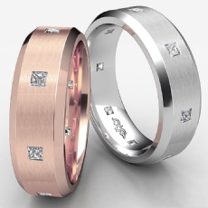 Bevel Edge Brushed Bezel Diamond Eternity Mens Wedding Band 14k W Gold 0.50 Ct