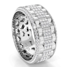 Chain Link Diamond Eternity Men's Wedding Band 14k White Gold 1.50 Ct.