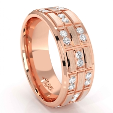 3 Row Matte Finish Diamond Eternity Men's Wedding Band 14k Rose Gold 0.80 Ct. (0.8Ct. tw.)