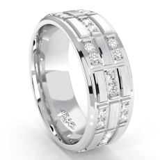 3 Row Matte Finish Diamond Eternity Men's Wedding Band 14k White Gold 0.80 Ct.