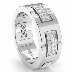 Matte Finish Diamond Eternity Men's Wedding Band In 14k White Gold 0.90 Ct.