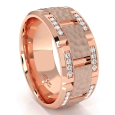 Hammered Finish Diamond Eternity Men's Wedding Band 14k Rose Gold 0.50 Ct. (0.5Ct. tw.)