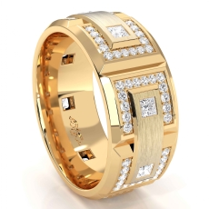 Modern Link Design Diamond Eternity Men's Wedding Band 18k Gold Yellow  (1.35Ct. tw.)