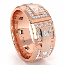 Modern Link Design Diamond Eternity Men's Wedding Band 14k Rose Gold  (1.35Ct. tw.)